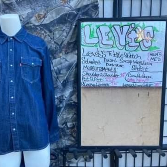 Levi's Barstow Triple Stitch High Quality Pearl Snap Western Shirt Men's Medium - Picture 2 of 16